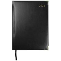 Collins Manager Appointment Diary, Week To View, Black, 2024