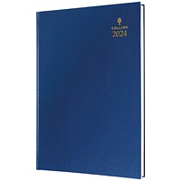 Collins A5 Desk Diary, Week To View, Blue, 2024