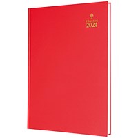 Collins A5 Desk Diary, Week To View, Red, 2024