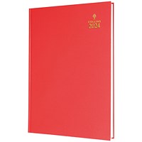 Collins A4 Desk Diary, Week To View, Red, 2024