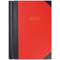 Collins A4 Desk Diary 2Day Per Page Black/Red 2023