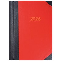 Collins A4 Desk Diary, 2 Pages Per Day, Black/Red, 2026