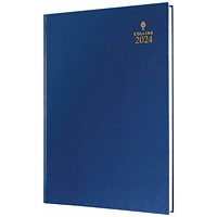 Collins A4 Desk Diary, Day Per Page, Blue, 2024