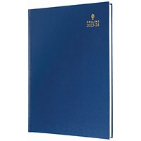 Collins A4 Academic Diary, Day Per Page, Blue, 2023-2024