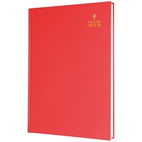 Collins A4 Academic Diary, Day Per Page, Red, 2023-2024