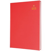 Collins A4 Academic Diary, Day Per Page, Red, 2023-2024