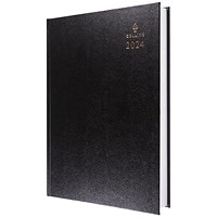 Collins A4 Desk Diary, 2 Pages Per Day, Black, 2024