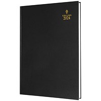 Collins A5 Desk Diary, Day Per Page, Black, 2024