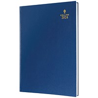 Collins A5 Desk Diary, Day Per Page, Blue, 2024