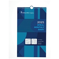 Collins Spiral Monthly 2025 Diary, 305x178mm Collins Spiral Monthly 2025 Diary, 305x178mm