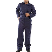Beeswift Cotton Drill Boilersuit, Navy Blue, 42 Beeswift Cotton Drill Boilersuit, Navy Blue, 42