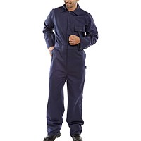 Beeswift Cotton Drill Boilersuit, Navy Blue, 44