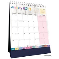 Collins Brighton 2026 Desk Calendar, Month To View, 220x175mm