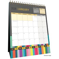 Collins Edge Rainbow 2026 Desk Calendar, Month To View, 220x175mm
