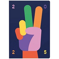 Collins A5 Peace Sign Design Diary, Week To View, Blue, 2025