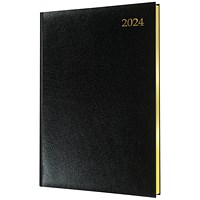 Collins Quarto Appointment Diary, Week To View, Black, 2024