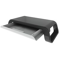 Contour Ergonomics Monitor Stand with Drawer, Adjustable Height, Black