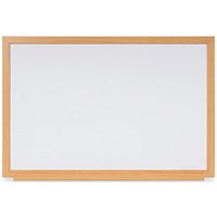 Bi-Office Earth Prime Magnetic Whiteboard, Ceramic Surface, MDF Frame With Oak Finish, 900x600mm