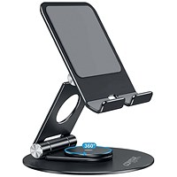 Contour Ergonomics Rotating Hinged Tilting And Rotating Tablet/Phone Stand 4-13 Inches Blk