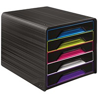 CEP Smoove 5 Drawer Set, Black & Assorted Coloured Drawers