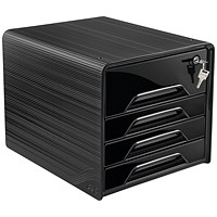 CEP Smoove 4 Drawer Set, Lockable Top Drawer, Black