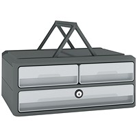 CEP MoovUp 3 Drawer Set, Locakable Bottom Drawer, H&les, Grey