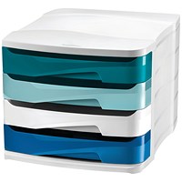 CEP Riviera 4 Drawer Set, White & Assorted Colour Drawers