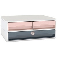 CEP MoovUp 3 Drawer Set, Lockable Bottom Drawer, White & Assorted Coloured Drawers