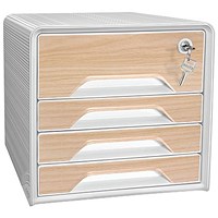 CEP Silva Smoove 4 Drawer Set, White & Beech