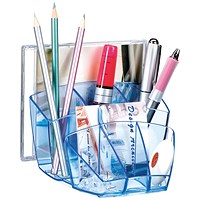 CEP Desk Tidy, 7 Compartments, Ice Blue