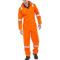 Beeswift Flame Retardant Burgan Anti-Static Boilersuit, Orange, 38