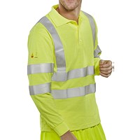 Beeswift Fire Retardant Hi-Vis Anti Static Polo Shirt, Long Sleeve, Saturn Yellow, 3XL