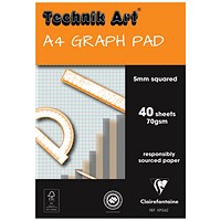 Clairefontaine Technik Art 5mm Quadrille Graph Pad A4 40 Leaf XPG6