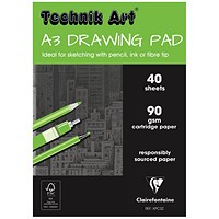 Clairefontaine Technik Art Drawing Pad, A3, 90gsm, 40 Sheets