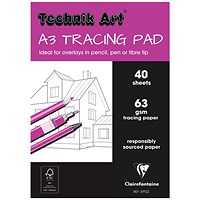 Clairefontaine Technik Art Tracing Pad, A3, 63gsm, 40 Sheets