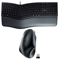 Cherry Left Handed Ergonomic Wireless Keyboard and Mouse Bundle, Black