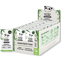 Cheeky Panda Plastic Free Pocket Tissues, 3-Ply, 10 Sheets, Pack of 14