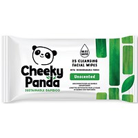 Cheeky Panda Bamboo Facial Cleansing Wipes 25 Wipes Unscented (Pack of 6)