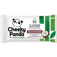 Cheeky Panda Bamboo Facial Cleansing Wipes 25 Wipes Coconut (Pack of 6)
