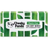 Cheeky Panda Biodegradable Bamboo Dry Wipes 100 Wipes (Pack of 6)