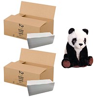 Cheeky Panda 2- Ply Z Fold Flushable Bamboo Hand Towels, Pack of 3000 - Buy 2 Get Free Panda Toy