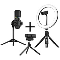 Streamplify Starter Bundle Including Microphone Tripod Webcam Light 10 Ring Light BU-000-SM