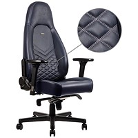Noblechairs ICON Gaming Chair, Real Leather, Blue & Grey