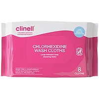 Clinell Chlorhexidine Wash Cloths (Pack of 8) CHGWC8