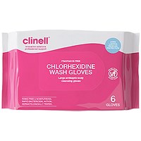 Clinell Chlorhexidine Wash Gloves Fragrance Free (Pack of 6) CHGWGL6FF
