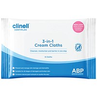 Clinell Contiplan 3-in-1 Continence Care Cloths (Pack of 8) CON8