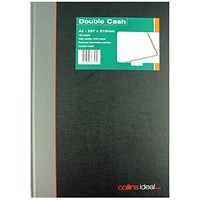Ideal A4 Cashbook Casebound Double Cash 192 Pages Black 6424