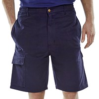 Beeswift Cargo Pocket Shorts, Navy Blue, 36