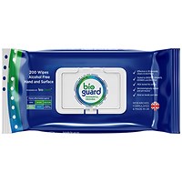 Bioguard Alcohol-Free Soft Hand and Surface Wipes, Pack of 200 Wipes Bioguard Alcohol-Free Soft Hand and Surface Wipes, Pack of 200 Wipes
