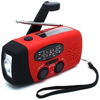 Click Medical Solar Multi-Function Emergency Radio And Led Torch, Red